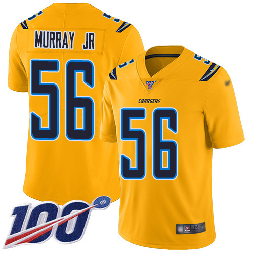 Nike Chargers #56 Kenneth Murray Jr Gold Youth Stitched NFL Limited Inverted Legend 100th Season Jersey